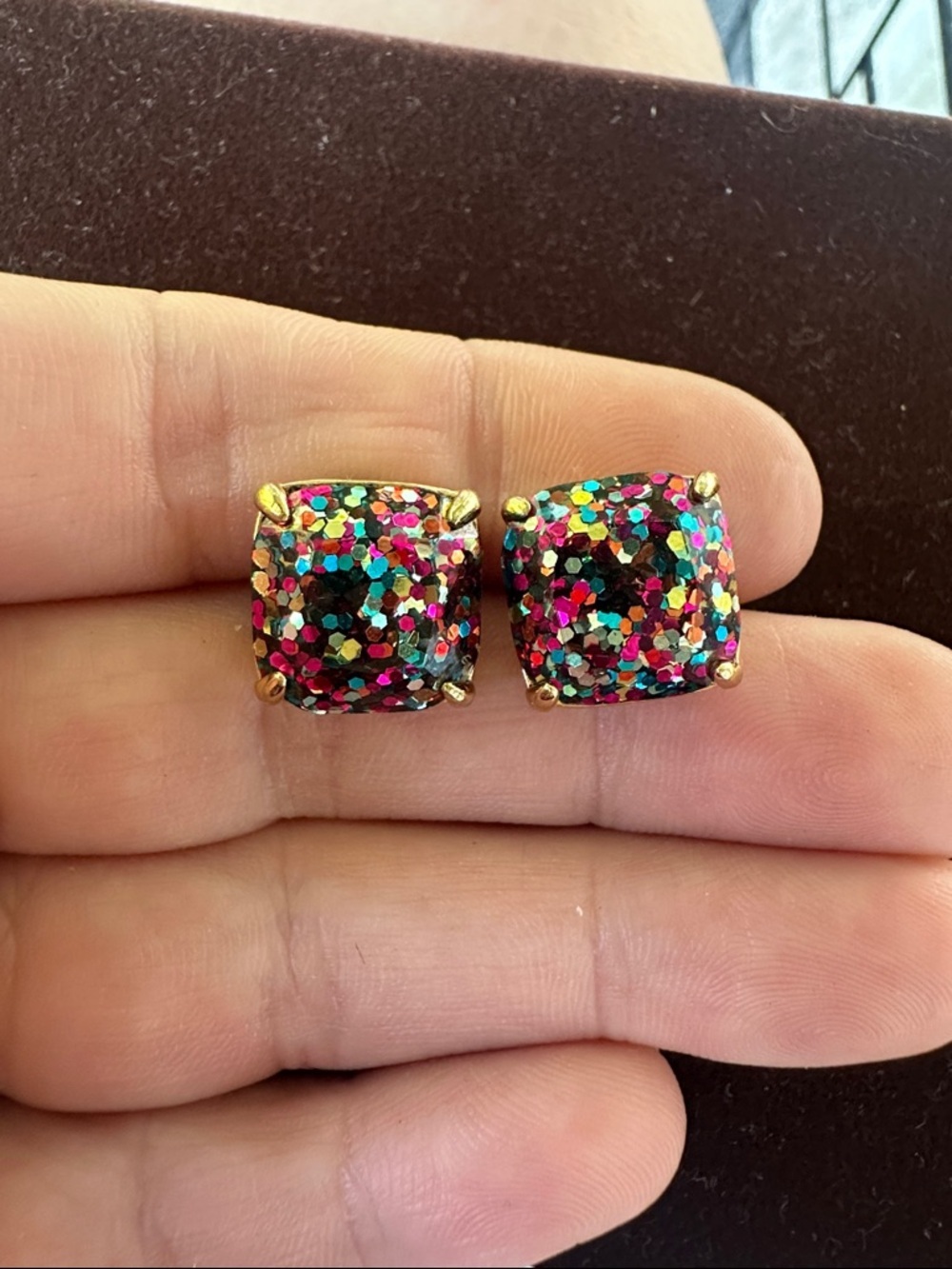 Kate Spade Glitter Square Stud Earrings